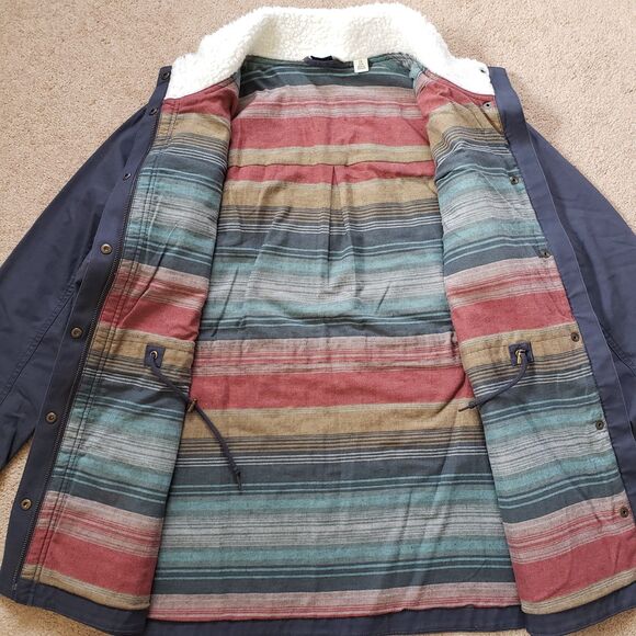 LL Bean BeanFlex Utility Jacket Blanket Lined Fleece Collar Carbon Navy Blue 1X - Picture 2 of 10